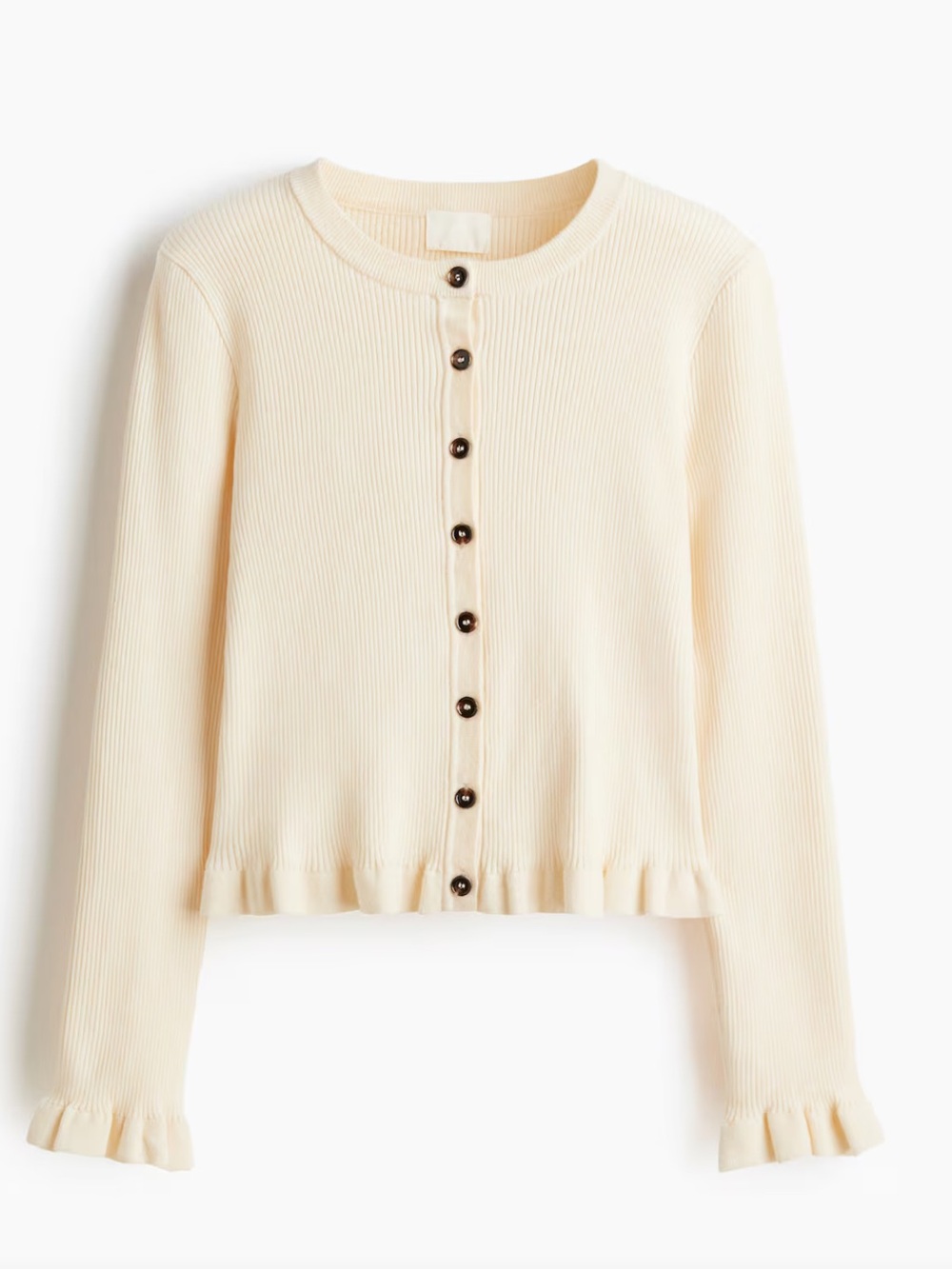 H&M Cream Ribbed Button-Front Top